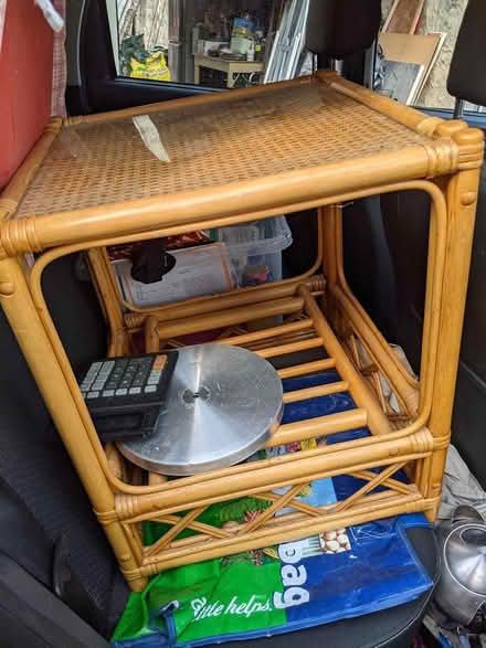 Photo of free glass top low wicker side table (sandycove recycle depot) #1
