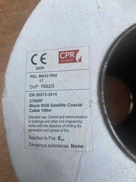 Photo of free Rg6 blk satellite coaxial cable (Dalkey) #2