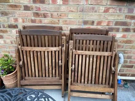 Photo of free Wooden garden table and 4 chairs (Loughton IG10) #2