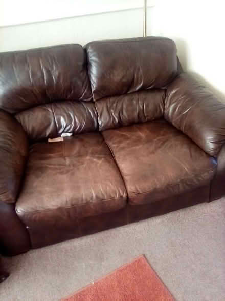 Photo of free 2 seater leather sofa (Brumby DN17) #1