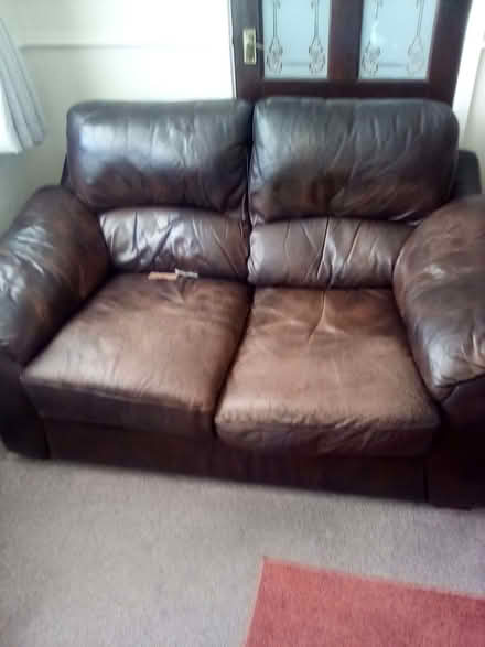 Photo of free 2 seater leather sofa (Brumby DN17) #2