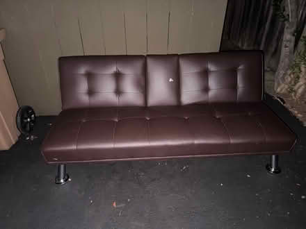 Photo of free Comfortable brown leather futon (Valencia Avenue, Sunnyvale) #1