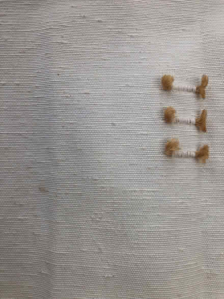 Photo of free Pair of cream, lined curtains with "natural fibre" pattern (Roundwood AL5) #2