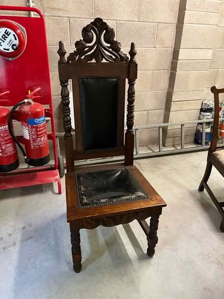 Photo of free Wooden chair with leather seat. (Abraham Heights LA1) #1