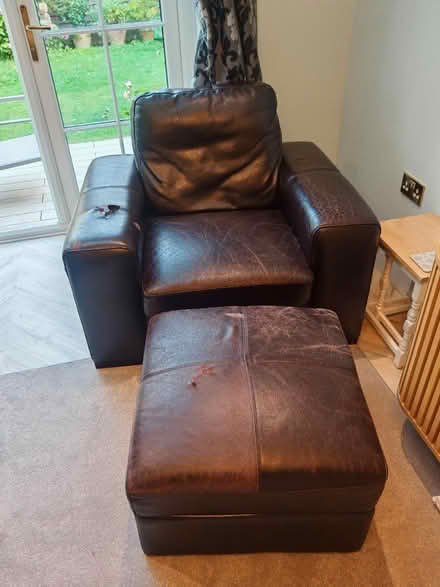 Photo of free 3 seater sofa, armchair and pouffe (Angmering BN16) #3