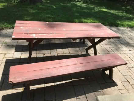 Photo of free Old style picnic table & benches (314 Village Pl Wyckoff) #3