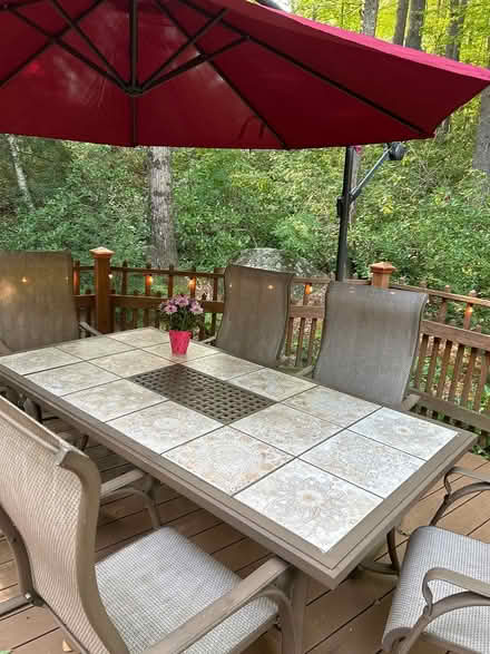 Photo of free Patio Table and 6 Chairs (Pepperell, west side.) #1