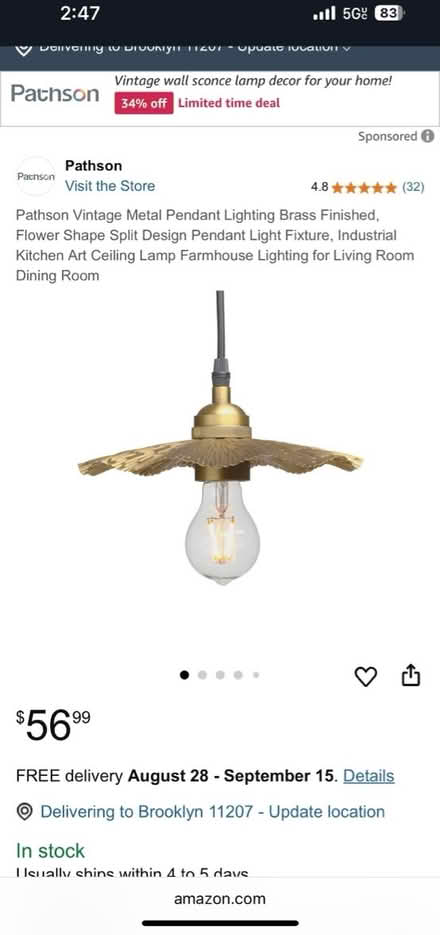 Photo of free NEW Pathson flower pendant (Rego Park) #1