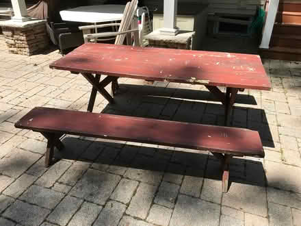 Photo of free Old style picnic table & benches (314 Village Pl Wyckoff) #2