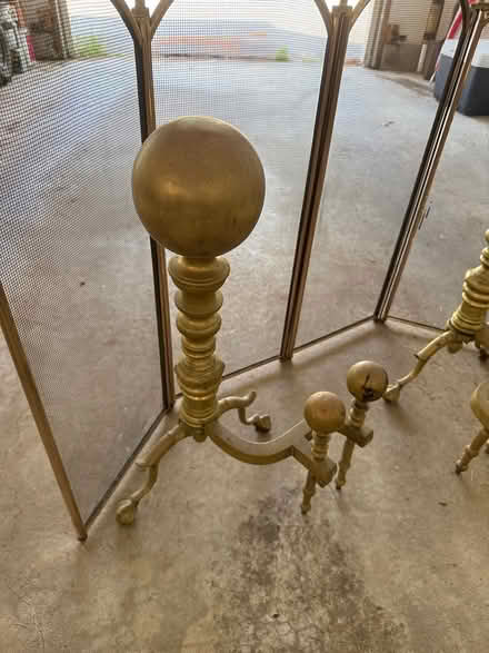 Photo of free Brass fireplace screen/andiron set (Tyngsboro-East) #2