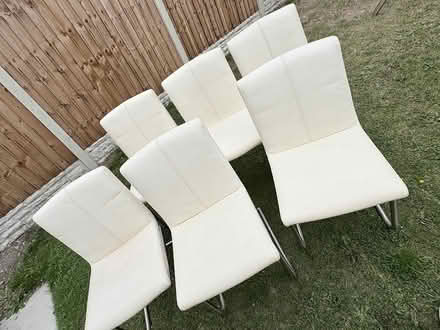 Photo of free 6 White Leather Dining Chairs (Rotherham S62) #1