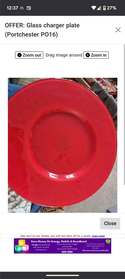 Photo of free Glass charger plate (Portchester PO16) #1