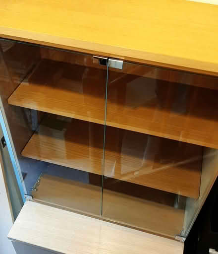 Photo of free Glass-Fronted Bookcase Display Cabinet with Cupboard Base (Calthorpe OX16) #1