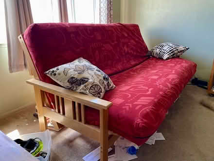 Photo of free Full size futon, frame & pillows (East Temescal, (off Broadway)) #1