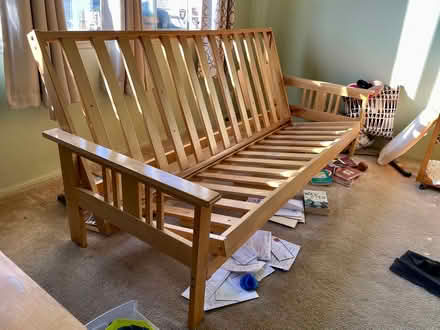 Photo of free Full size futon, frame & pillows (East Temescal, (off Broadway)) #2