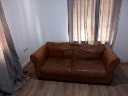 Photo of free Brown leather sofa (Bedford Elstow Road area) #1