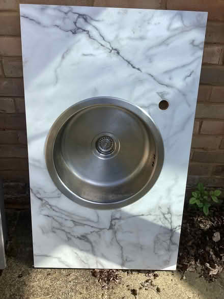 Photo of free Round stainless steel sink on a piece of worktop (Sunnyside RH19) #1