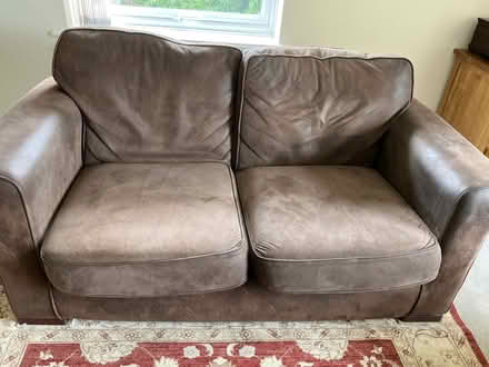 Photo of free Two 2 seater brown suede sofas (Arundel BN18) #1