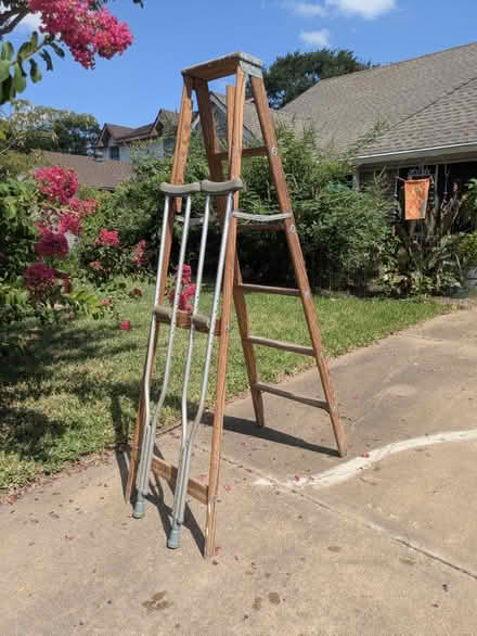 Photo of free wooden ladder, tall guy crutches (Cypress off Jones and Cy N Hou) #1