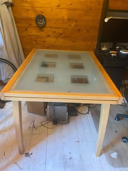 Photo of free Extendable glass & oak table (Greystones) #1