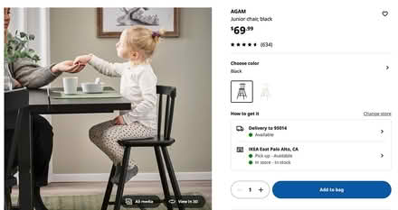 Photo of free Ikea AGAM Junior Chair (94087) #2