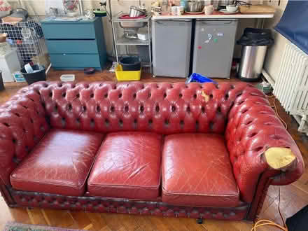 Photo of free Red leather sofa (Charlton, SE7) #1