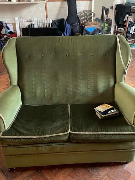 Photo of free Green velvet sofa (Charlton, SE7) #1