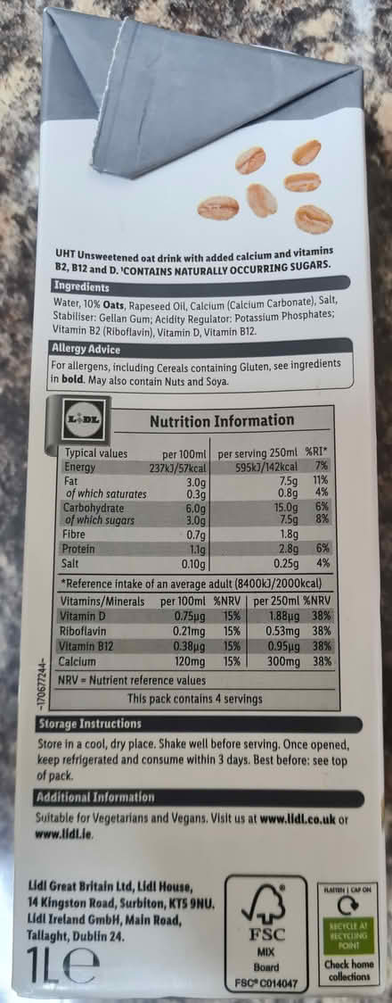 Photo of free Oat milk - best before 02/01/25 (Sandbach CW11) #4