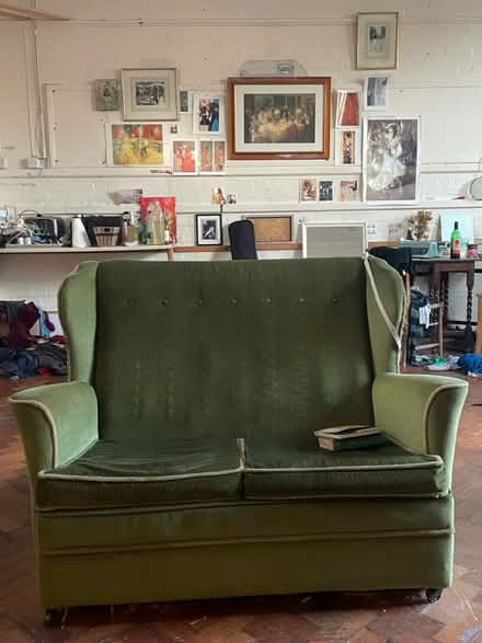 Photo of free Green velvet sofa (Charlton, SE7) #2