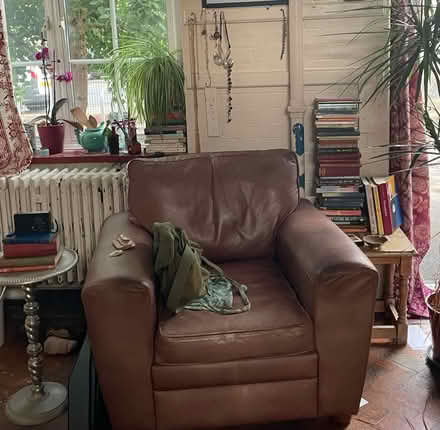 Photo of free Brown leather armchair (Charlton, SE7) #1