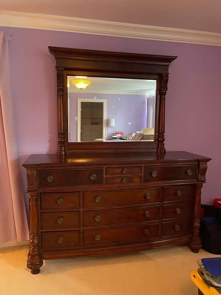 Photo of free Solid wood dresser with a mirror (Oak Brook) #1