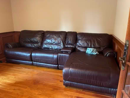Photo of free Leather sectional w/ recliner (Oak Brook) #1