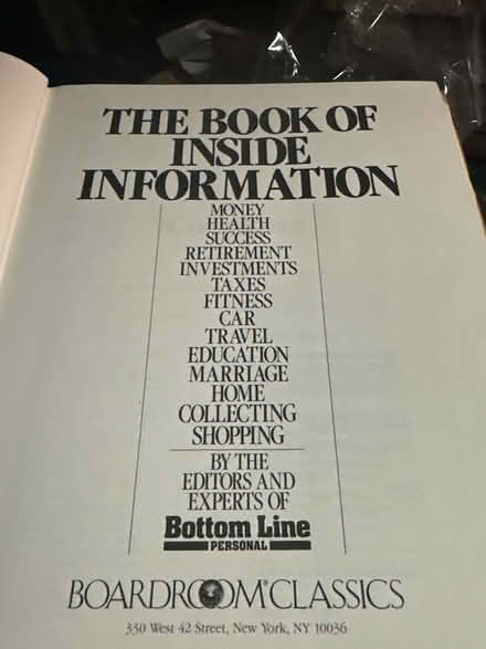 Photo of free Book of inside information #2 (Livingston, NJ) #3