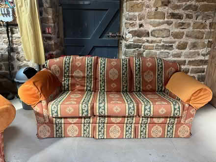 Photo of free Sofas and arm chair (Burnt Yates HG3) #1