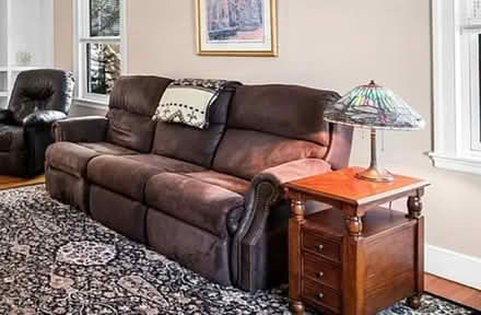 Photo of free Brown Double Reclining Sofa/Couch (Swampscott) #1