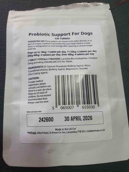 Photo of free Prebiotic dog tablets for dogs (Darnall S9) #2