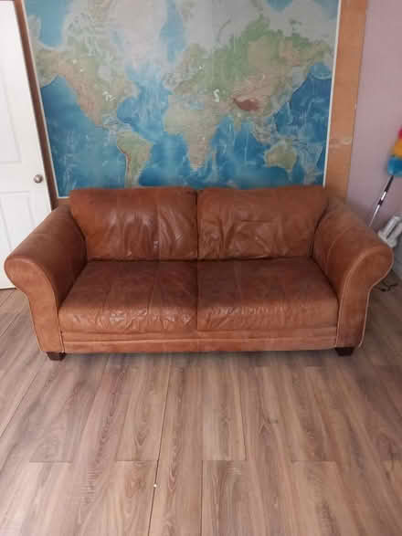 Photo of free Brown leather sofa (Bedford Elstow Road area) #2