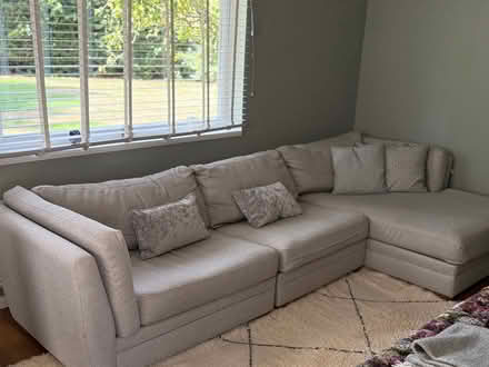 Photo of free DFS Long Beach Left Hand Grey Corner Large Sofa (Hatching Green AL5) #1