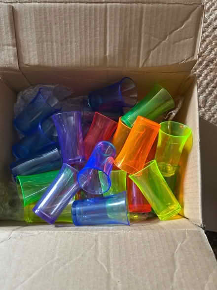 Photo of free Coloured plastic shot glasses x 34 (Marden, Devizes SN10) #1