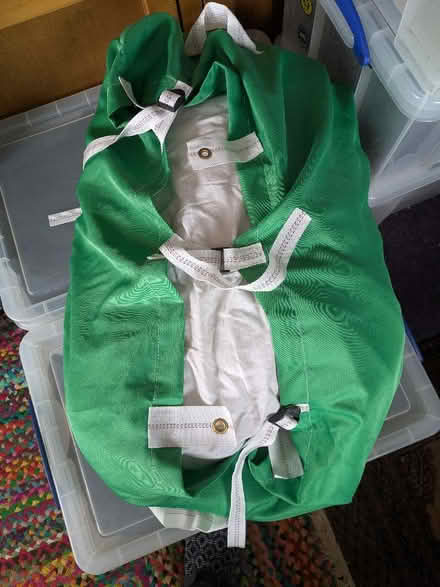 Photo of free Washed King size Duvet In Green Laundry Bag (Barons Court W6) #1