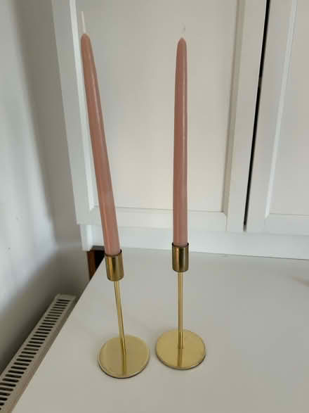 Photo of free Two tall candles with stands (UB7 9EF) #1