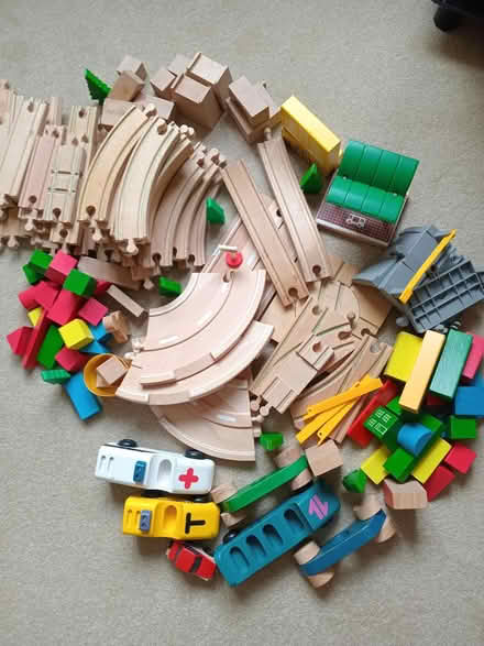 Photo of free Kids wooden railway track in box (Sleights, YO21) #1