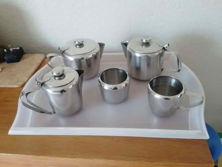 Photo of free Stainless steel teapot x2, small teapot, milk jug, sugar bow (Furzton MK4) #2