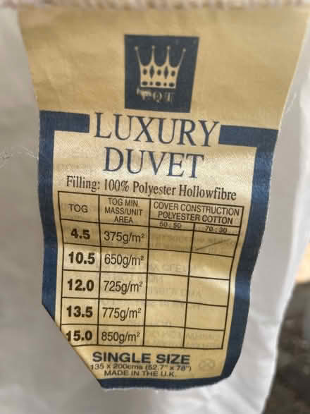 Photo of free X10 White Single Duvets (Northaw EN6) #3