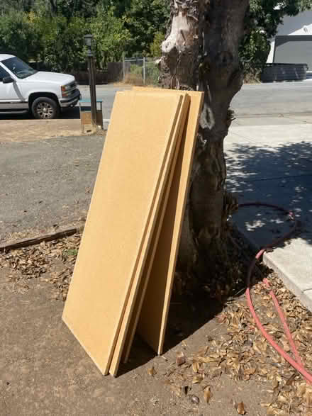 Photo of free 4 heavy duty, wood shelves (El Camino/shoreline/Miramonte) #1