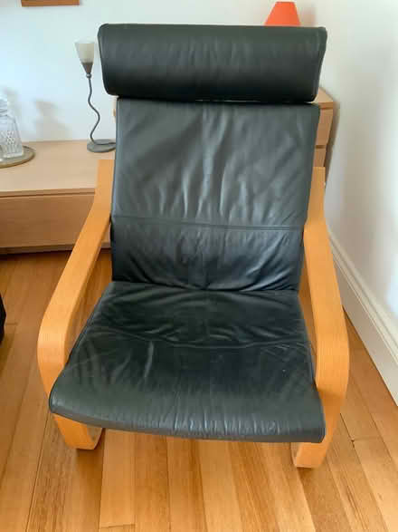 Photo of free Black leather IKEA Poang chair (EX10 8HP) #1