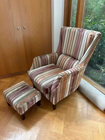 Photo of free Stripey armchair and footstool (Ballybrack Village) #1