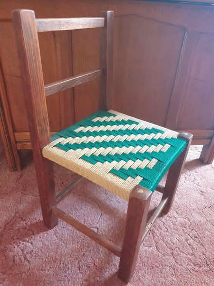 Photo of free children's wood + woven chair (Garston, WD25) #1