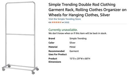 Photo of free Garment Rack (Lower Nob Hill) #1