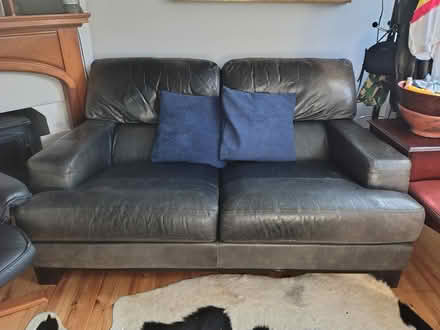 Photo of free Black leather sofa (Chichester PO20) #2